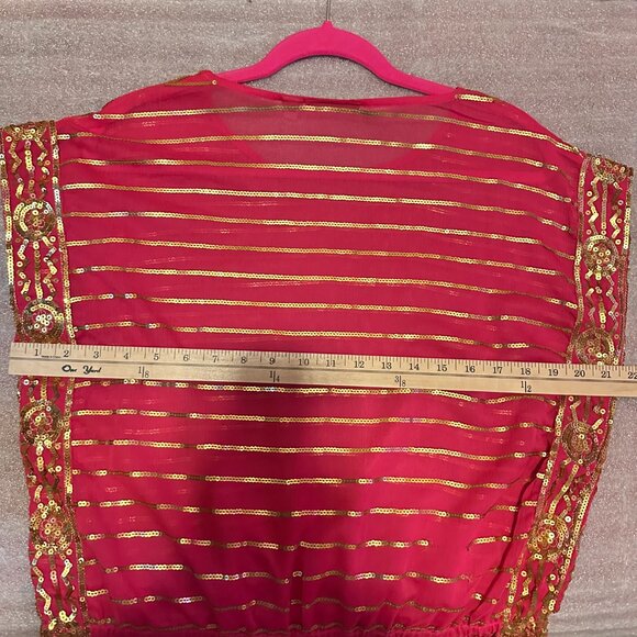 Chico's Fushia & Gold Sequin Embroidered Blouse - Picture 6 of 9